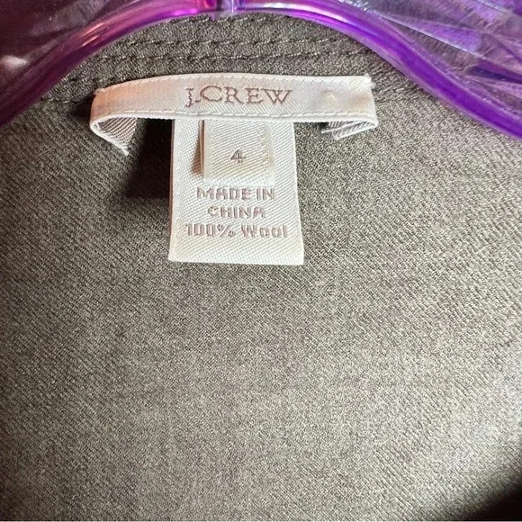 J. Crew Pin Tucked Dropped Waist Long Sleeve Dress 100% Wool Olive Brown Size 4 - Picture 3 of 5